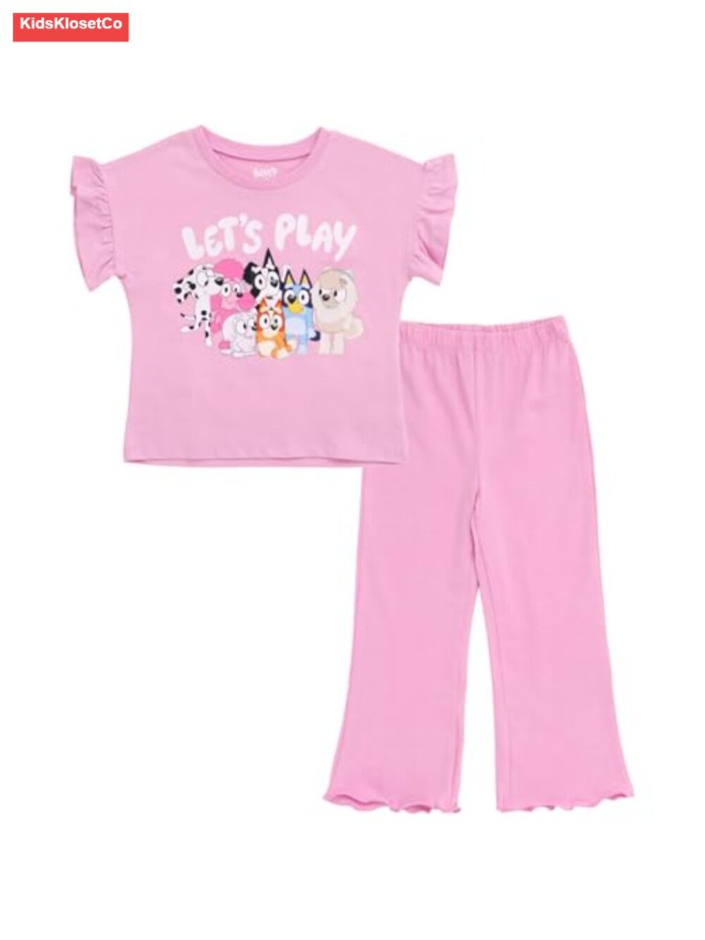 Girls Bluey Graphic Tee & Ribbed Flare Leggings Outfit Set